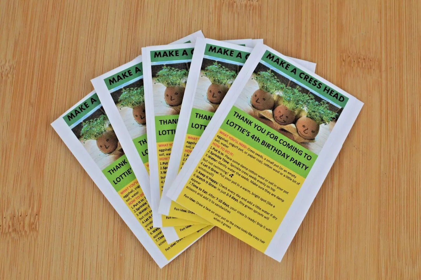 Cress Party Bag Favours Personalised | Childrens Parties | Easter Gift | Cress Heads | Grow Your Own Cress