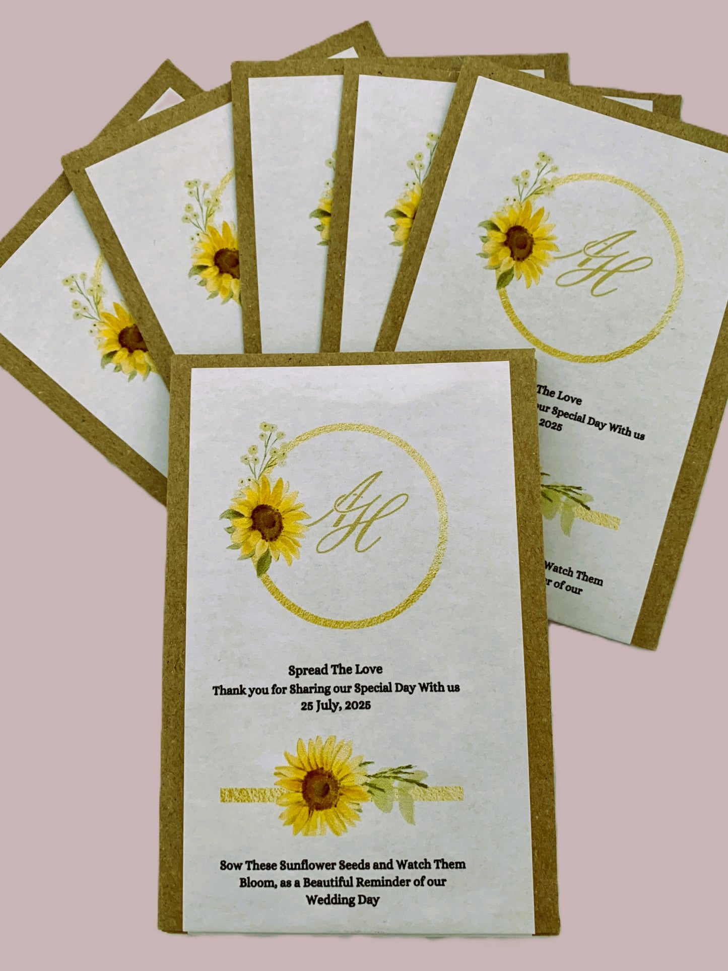 Personalised Wedding Favours | Sunflower Seed Packet Envelopes | Custom | Rustic (Sold in Quantities of 10)