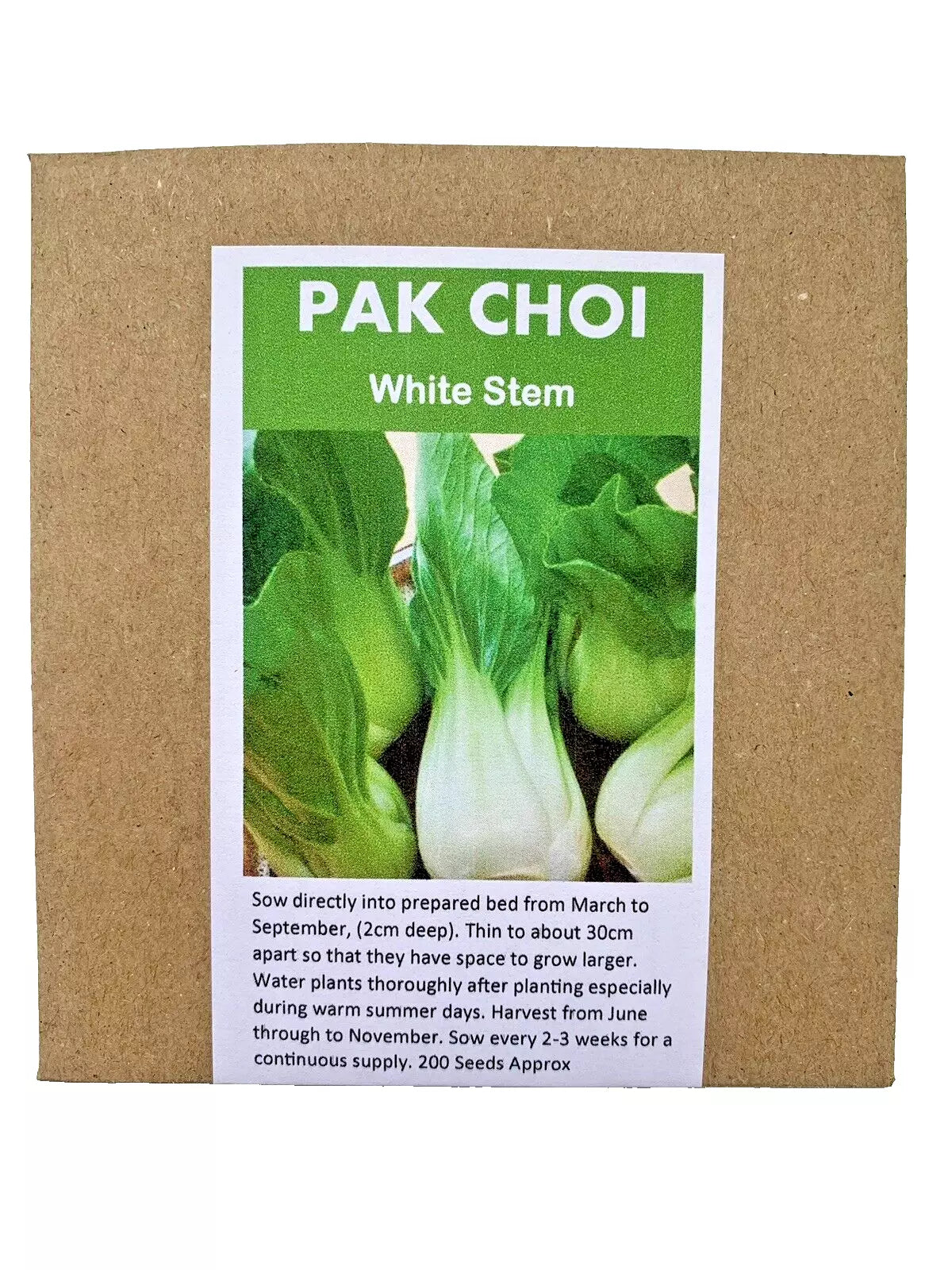 Pak Choi 'White Stem’ Vegetable Seeds | 200 Seeds in a Pictorial Packet With Growing Instructions | Always Dispatched Next Business Day