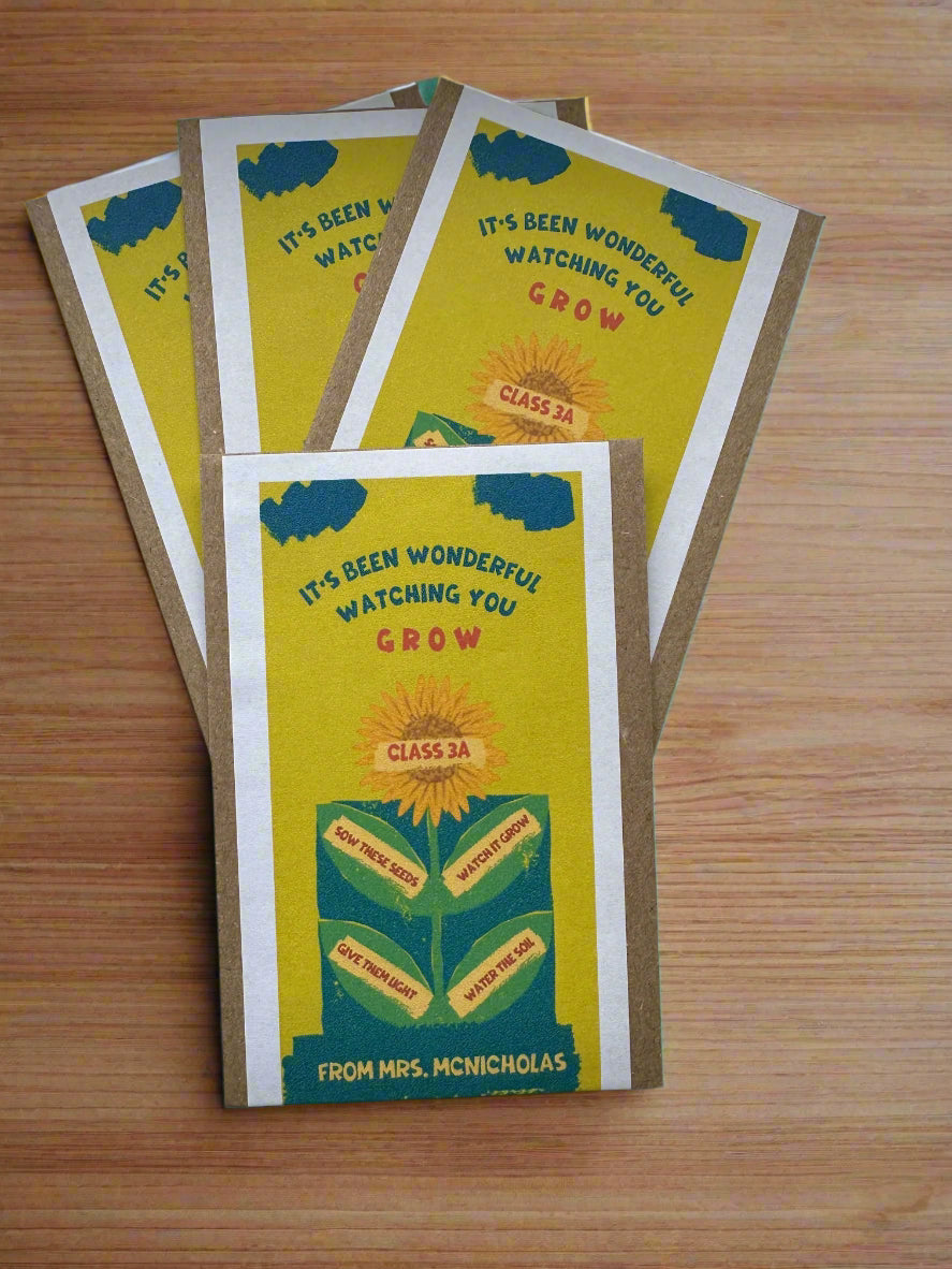 Teacher to Student, Class Gifts - End of Year Personalised Sunflower Gift (Packs of 10) | Sent With Tracked 48 Postage