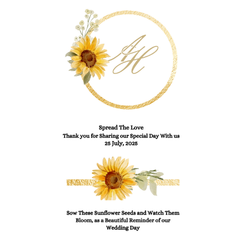 Personalised Wedding Favours | Sunflower Seed Packet Envelopes | Custom | Rustic (Sold in Quantities of 10)