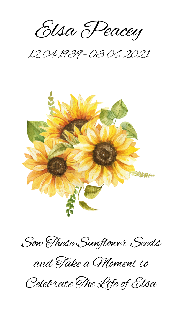 Personalised Funeral, Memorial, Celebration of Life, Remembrance, Wake Seeds (Packs of 10) | Poppy Seeds, Sunflower Seeds or Wildflower Seeds in Personalised Packets