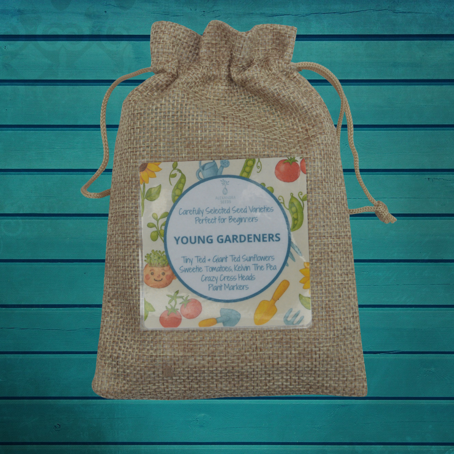 Young Gardeners Seed Set – Children’s Gardening Kit (5 Packs of Seeds in Jute Gift Bag)