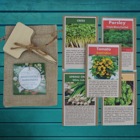 Indoor Gardening Seed Gift Set – Grow Herbs, Tomatoes & Spring Onions on Your Windowsill