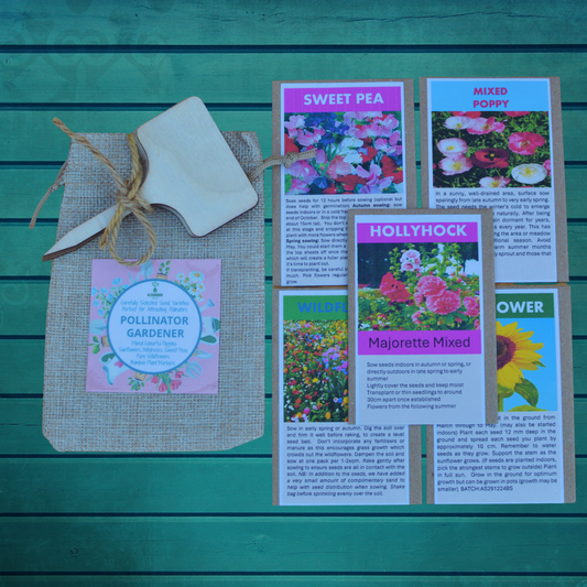 Pollinator Gardener’s Seed Gift Set | Flower Seed Packs in Jute Bag for Bees & Butterflies | Always Dispatched Next Business Day