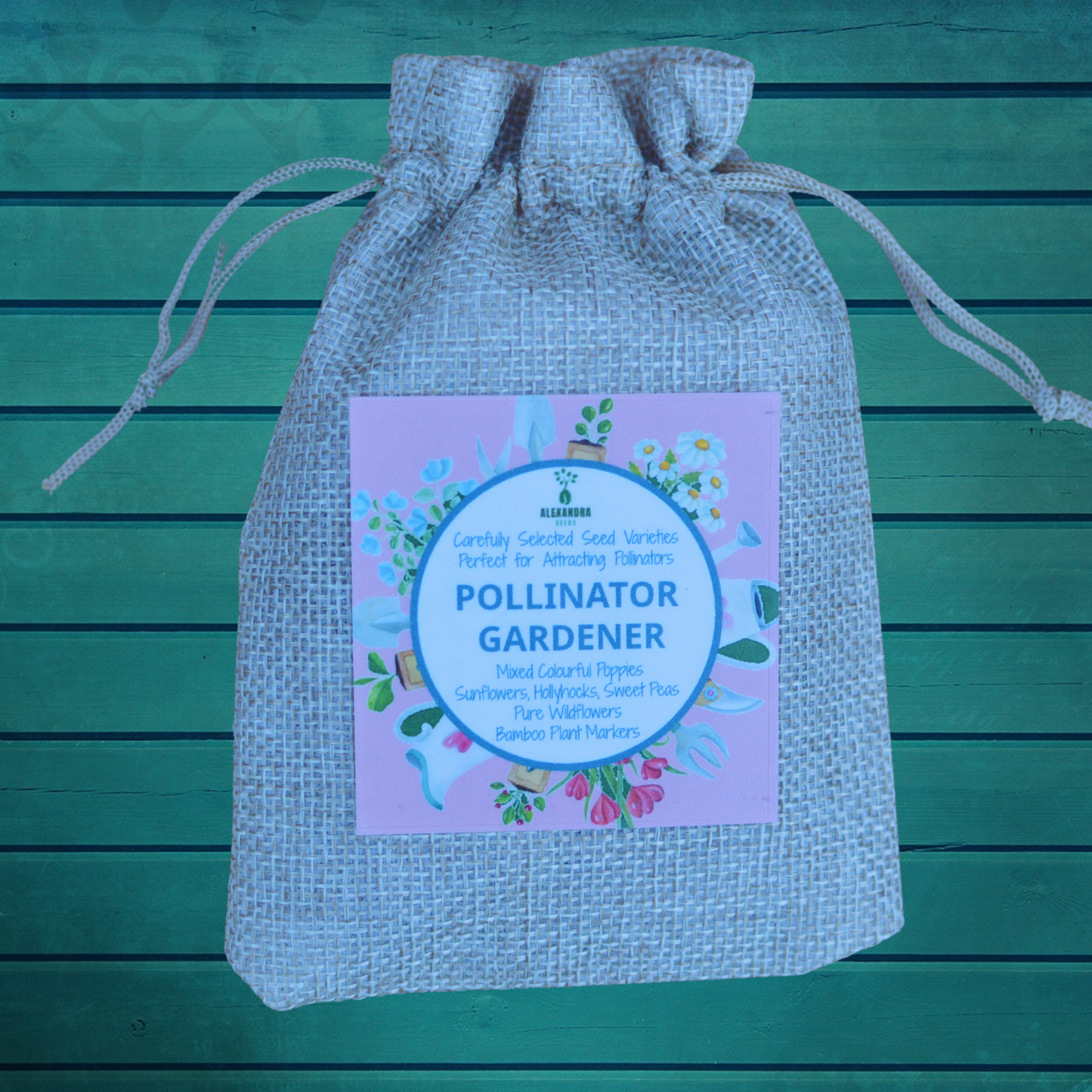 The Pollinator Gardener’s Seed Gift Set | Flower Seed Packs in Jute Bag for Bees & Butterflies | Always Dispatched Next Business Day