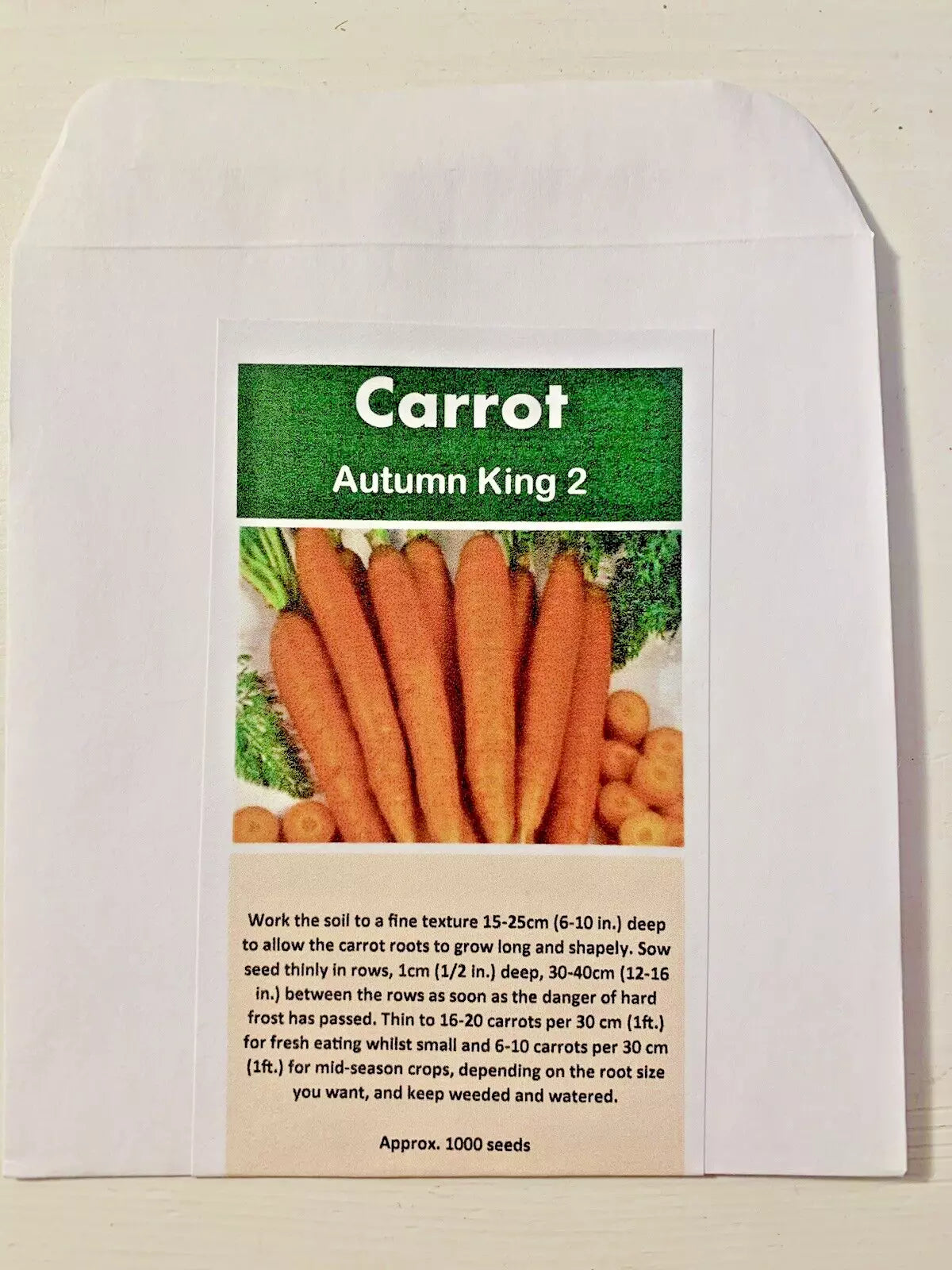 Carrot 'Autumn King 2' 1000 Vegetable Seeds in Pictorial Packet With Growing Instructions | Always Dispatched Next Business Day