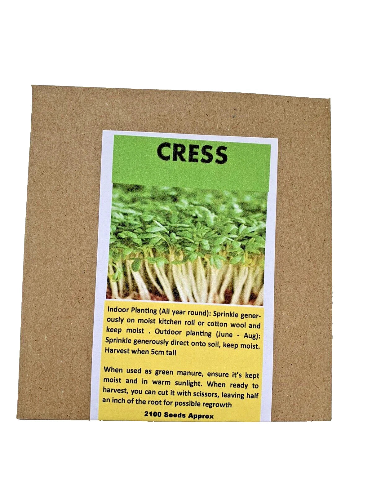 Cress Seeds Great for Children, Salads, Schools, or Green Manure | 2100 Seeds in Pictorial Packet With Growing Instructions | Always Dispatched Next Business Day